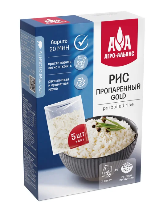 Агро-Альянс Рис пропаренный в варочных пакетах 400г, 400 г, фото 2
