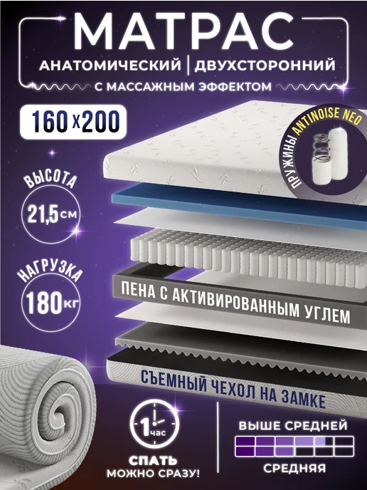 AMI Матрас 160х200 на кровать пружинный анатомический, вариант