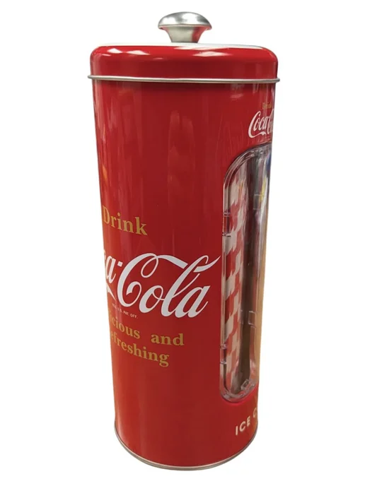 Coca Cola жестяная туба с 20 бумажными соломинками, вариант, фото 2