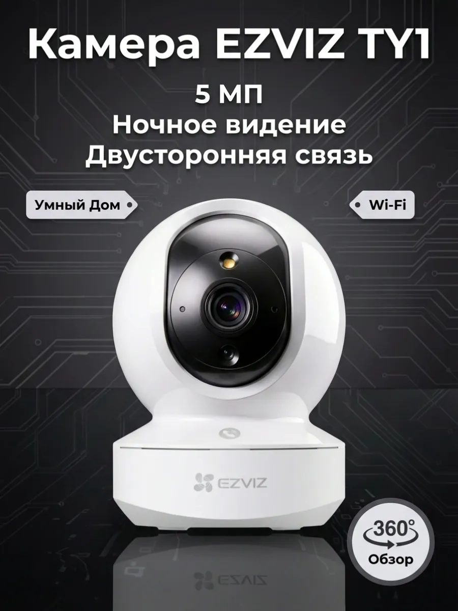 Поворотная wi-fi камера видеонаблюдения TY1