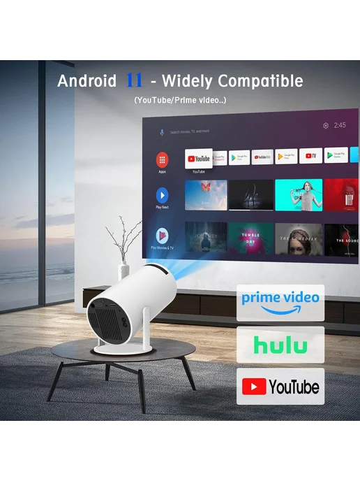 Мини-проектор 4K 1080P WiFi6 5G Bluetooth 5 2 авто-кейстон, 5 г, фото 2