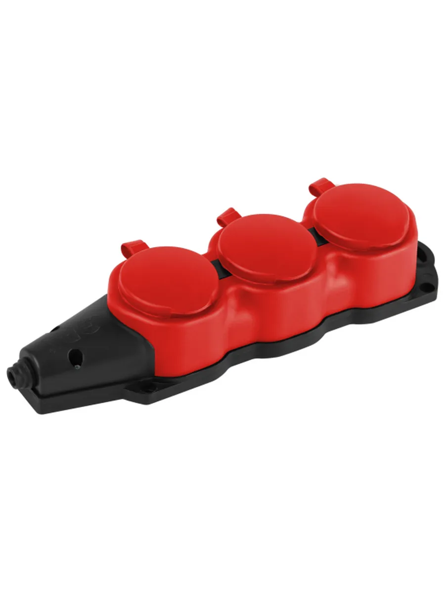 Колодка ЭРА KX-3e-RED-IP44 каучуковая с заземлением 3