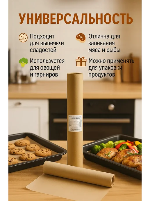 зозо Бумага для выпечки с силиконовым покрытием, бежевый, фото 2