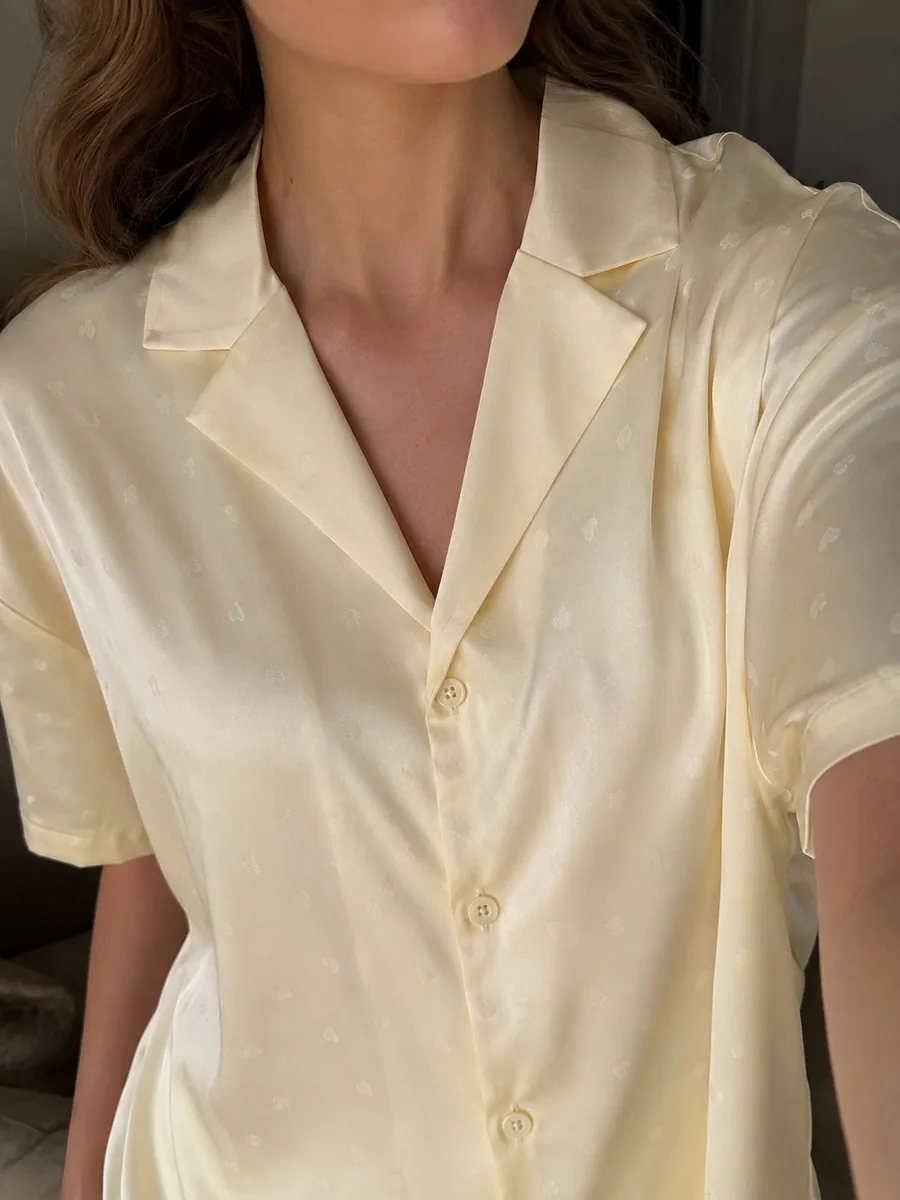 Пижама со штанами шелковая