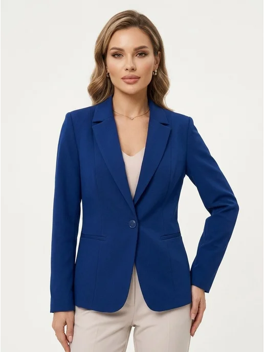 MURAY&CO Классический однотонный приталенный жакет dress code, синий, фото 2
