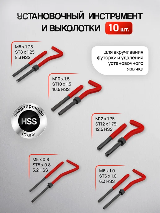 FORCEKRAFT Набор для восстановления резьбы, 131 предмет, черный, фото 2