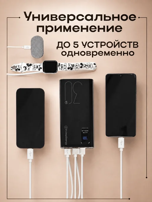 PrimeEnergy Повербанк для телефона 30 000mah с быстрой зарядкой, 0 мАч, фото 3