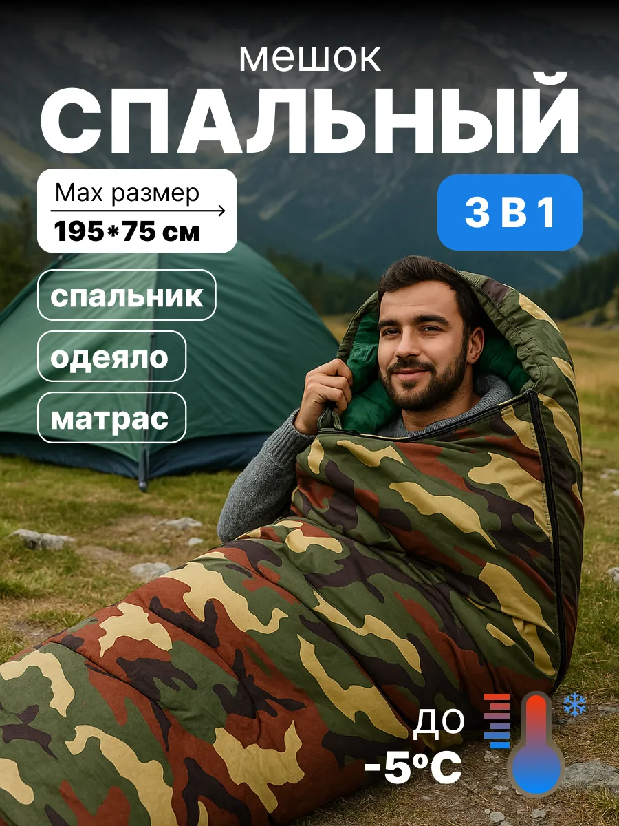 Спальник туристический, спальный мешок зимний