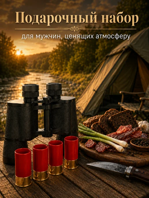 МэджикМаг Набор для мужчины с флягой и стопками - подарок охотнику, черный, фото 2