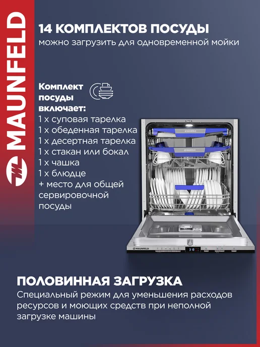 Maunfeld Посудомоечная машина MLP60230 Light Beam Inverter WiFi 60 см, серый, фото 2