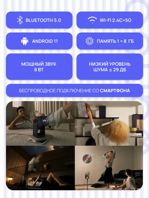 Wanbo Портативный проектор Cube 2 Pro, Full HD, синий, синий, фото 5