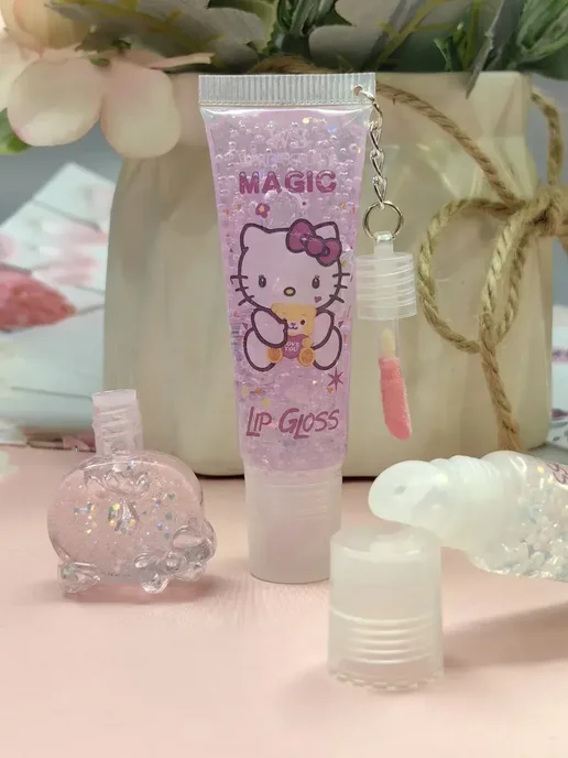 Блеск для губ с брелком HELLO KITTY, в ряду 6 шт, 6 шт, фото 2