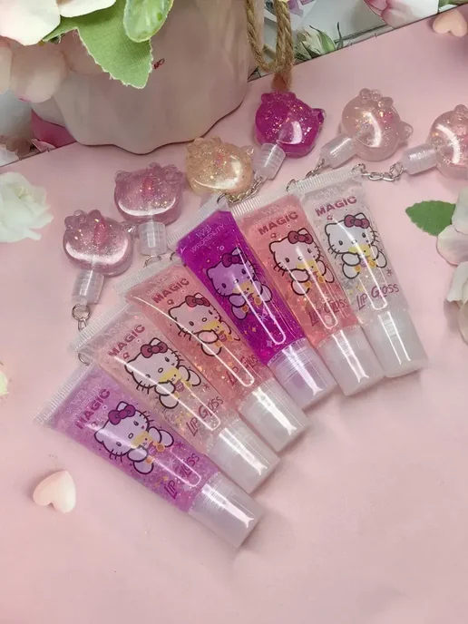 Блеск для губ с брелком HELLO KITTY, в ряду 6 шт, 6 шт, фото 3