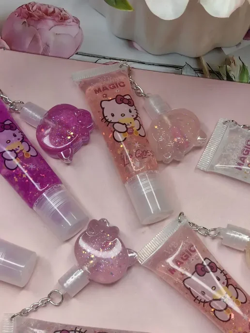 Блеск для губ с брелком HELLO KITTY, в ряду 6 шт, 6 шт, фото 4