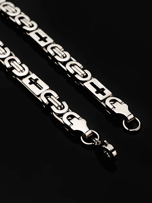 NEW COLLECTION №1 Цепочка кардинал на шею толстая титановая сталь, серый, фото 4