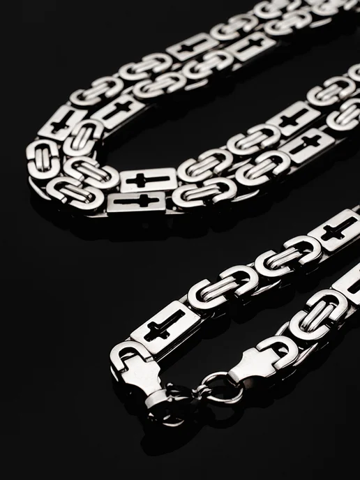 NEW COLLECTION №1 Цепочка кардинал на шею толстая титановая сталь, серый, фото 6