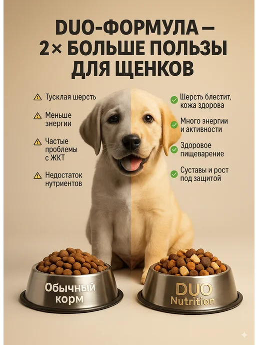 Сухой корм DUO Nutrition для собак, щенки, индейка, ягненок, 1 кг, фото 2