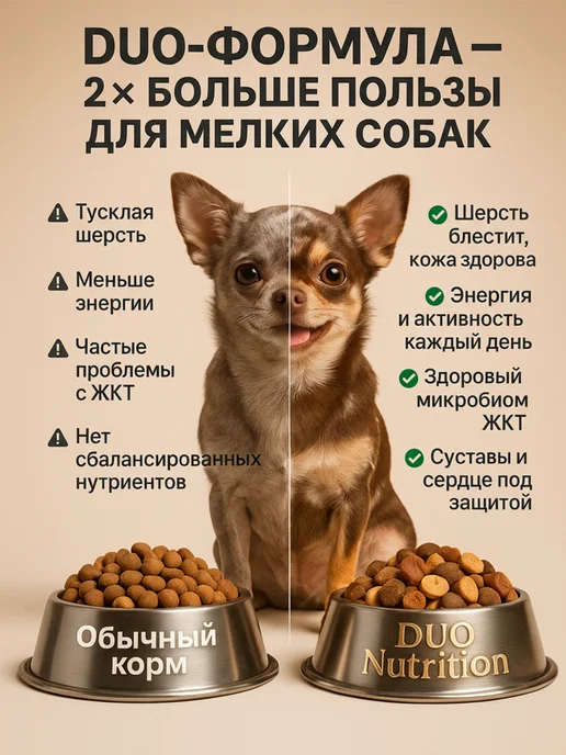 Сухой корм DUO Nutrition для собак, мелкие, индейка, ягненок, 10 кг, фото 6