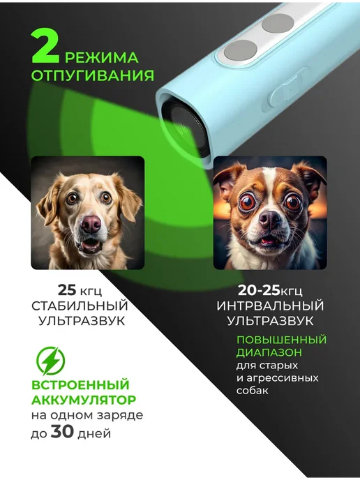 Отпугиватель собак ультразвуковой компактный, голубой, фото 3