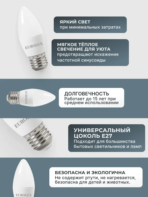 Лампа светодиодная энергосберегающая Е27 теплый свет — фото 3