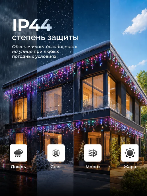 Dewlight Гирлянда уличная бахрома 36 метров на дом, 75 м, фото 2