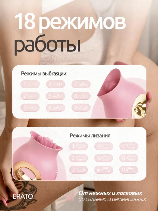 Erato Вибратор с языком клиторальный лижущий стимулятор, оранжевый, фото 3