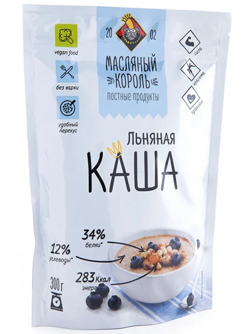 МАСЛЯНЫЙ КОРОЛЬ Каша льняная, 300г, 300 г, фото 3