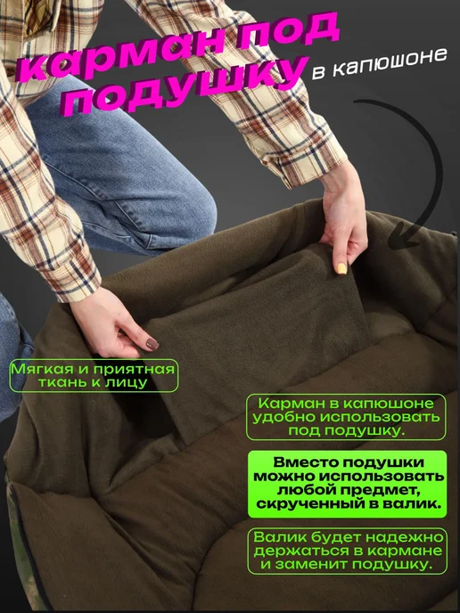 Борей Спальный мешок с капюшоном -20, зеленый, фото 2