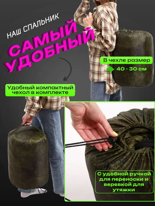 Борей Спальный мешок с капюшоном -20, зеленый, фото 5