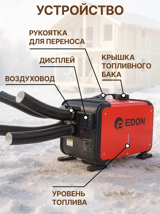 Edon Автономный дизельный отопитель 8 кВт, 12-24-220В, вариант, фото 8
