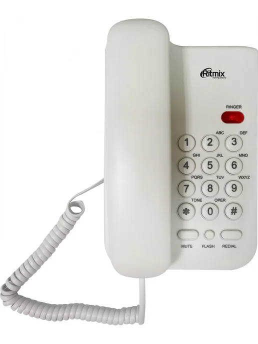 RITMIX Стационарный телефон проводной для дома офиса RT-311 White, белый, фото 2