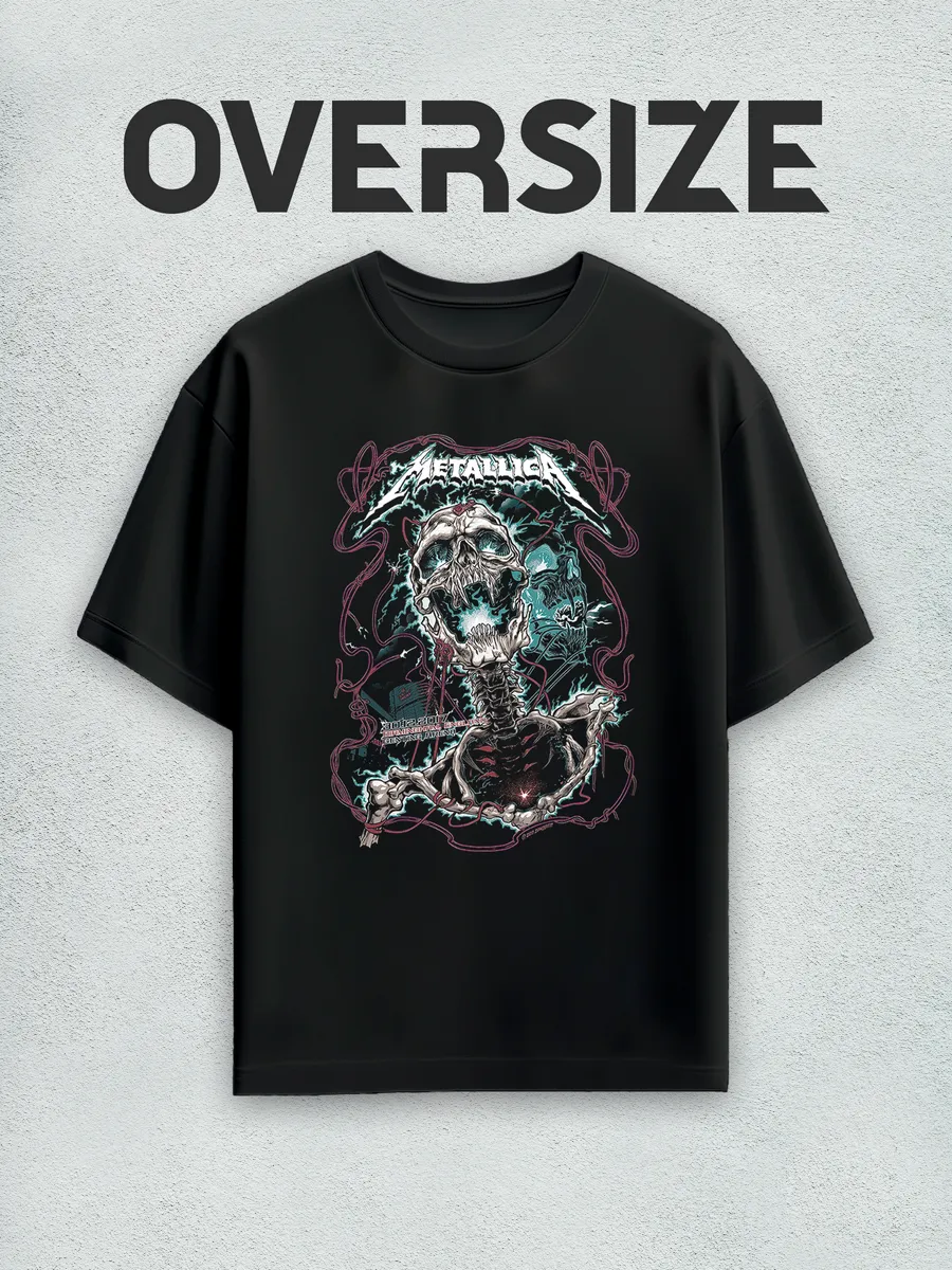 Футболка с принтом оверсайз металлика
