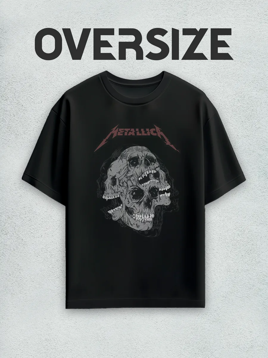Футболка оверсайз с принтом череп металлика
