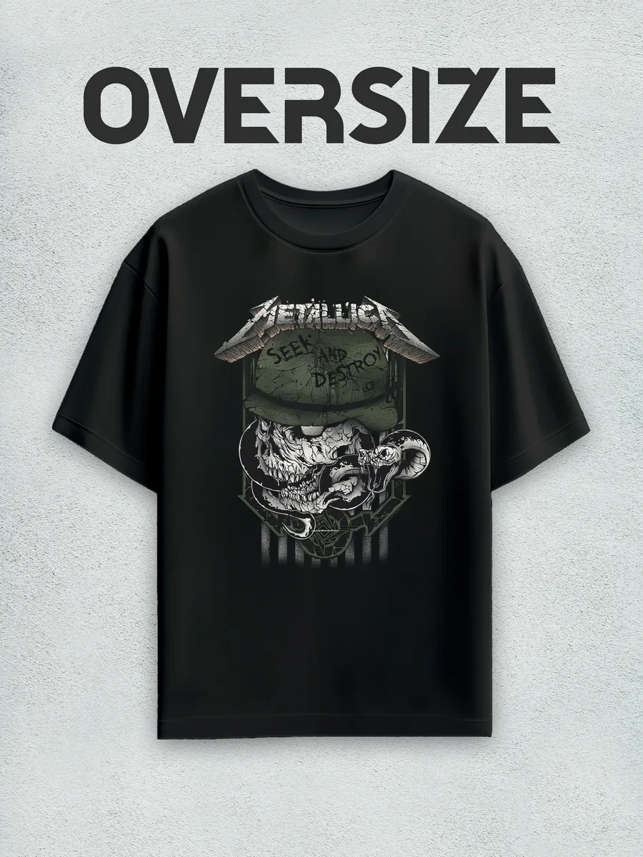 Футболка оверсайз с принтом металлика