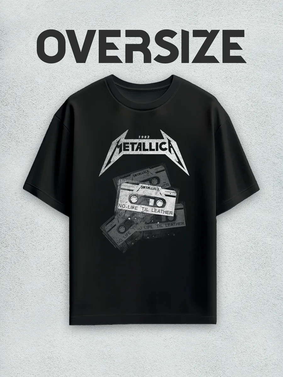 Футболка оверсайз с принтом касета металлика