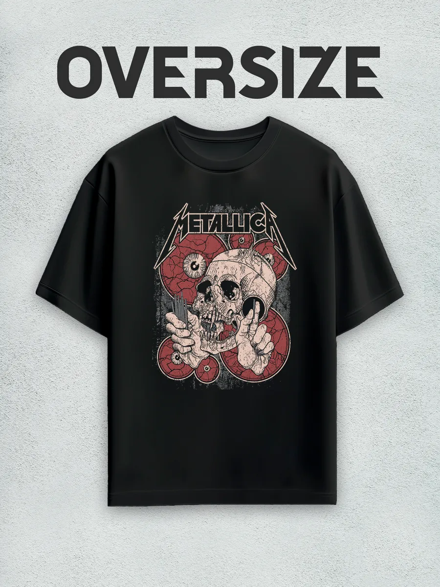 Футболка оверсайз с принтом цветная металлика