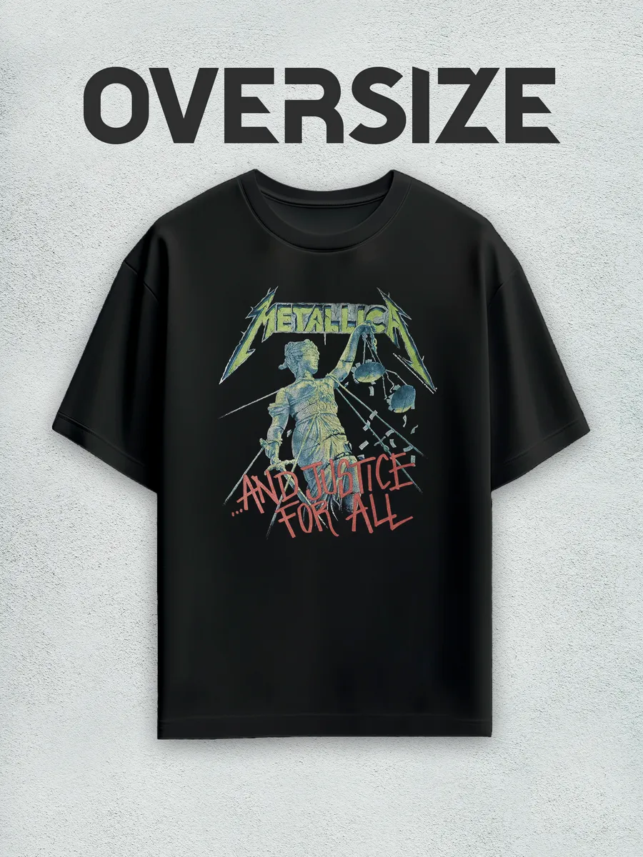 Футболка оверсайз с принтом металлика 2025