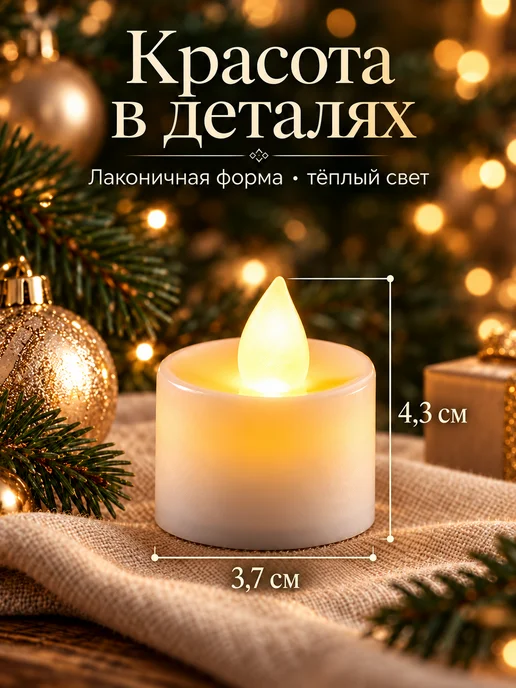 Мастерская Праздников Свечи светодиодные набор 24 шт. мерцающие на батарейках, 24 шт, фото 2