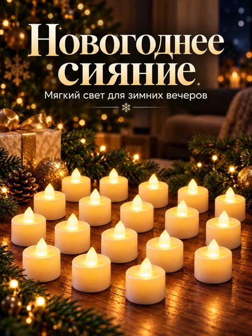 Мастерская Праздников Свечи светодиодные набор 24 шт. мерцающие на батарейках, 24 шт, фото 6