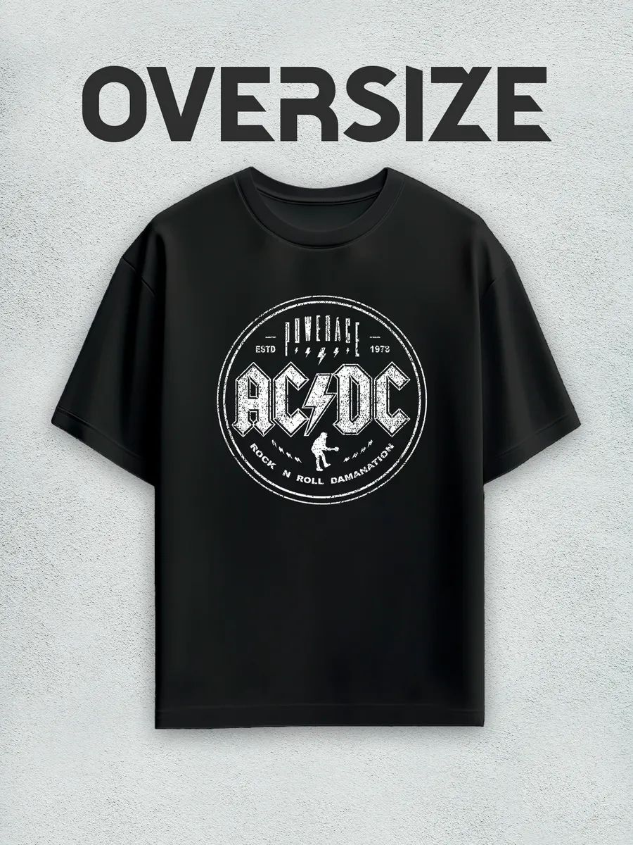 Футболка оверсайз с принтом AC/DC лого