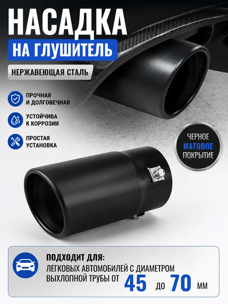 Насадка на глушитель, нержавейка, черная матовая