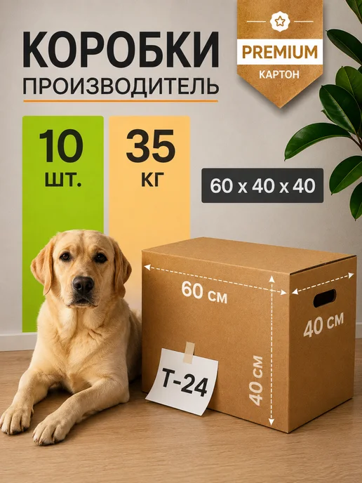 СВЕЧКА КАРТОНОВНА Коробки для переезда с ручками 60*40*40, вариант