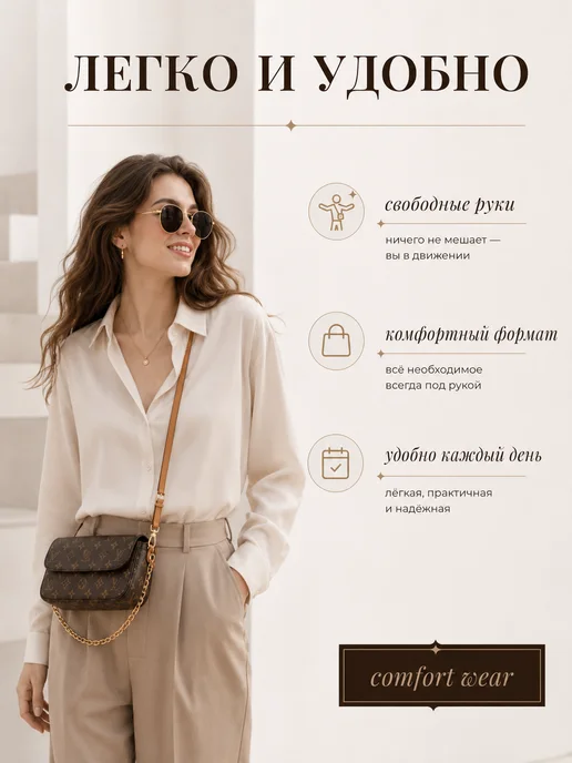 Dolce viso Клатч на цепочке Ivy Кошелек Louis Vuitton, коричневый, фото 2