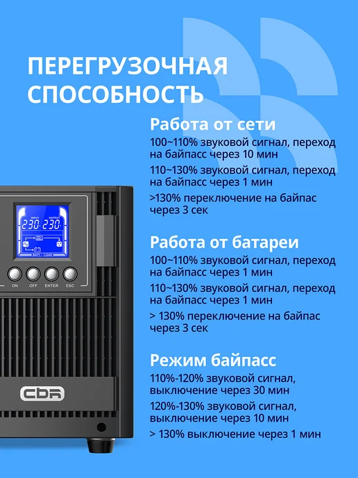CBR Бесперебойник для компьютера ИБП on-line 1500VA 1500W, 1500 Вт, фото 8
