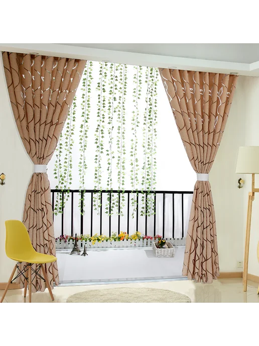 Тюль-планка из виноградных листьев, 2м, светлый кофе, 2 м, фото 2
