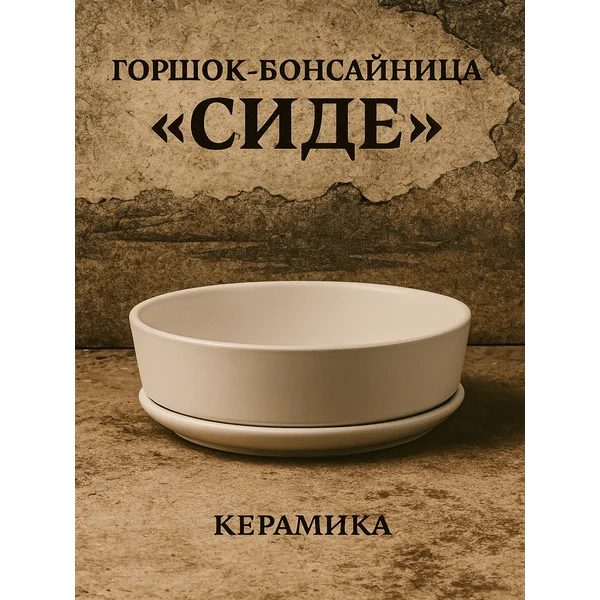 Бонсайница «Огма» кашпо для бонсай керамическое белое, 0.7 л