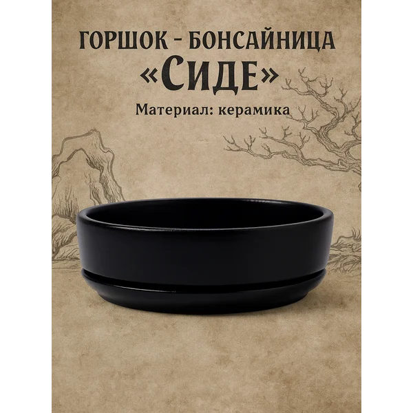 Бонсайница «Огма» кашпо керамическое с поддоном, черный 0.7