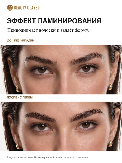 BEAUTY GLAZED Гель для бровей фиксирующий стойкий прозрачный, вариант, фото 3