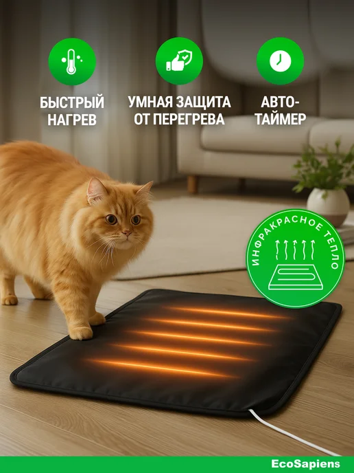 EcoSapiens Электрогрелка непромокаемая для животных Mimi Hot, 50х80 см, 50x80 см, фото 2