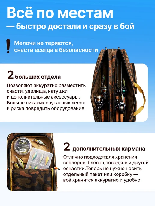 DRAGON РЫБОЛОВ Чехол для удочек двухсекционный рыболовный, коричневый, фото 4